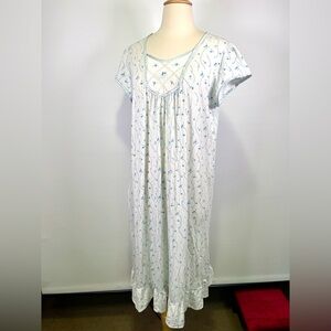 Moon Dance Vintage Cottagecore Nightgown Blue Floral Cotton Prairie Midi Dress